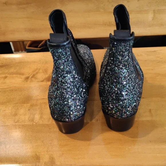 Zadig & Voltaire boots size 38eu/7.5 us Rn116202 blue silver and black glitter - Picture 5 of 11